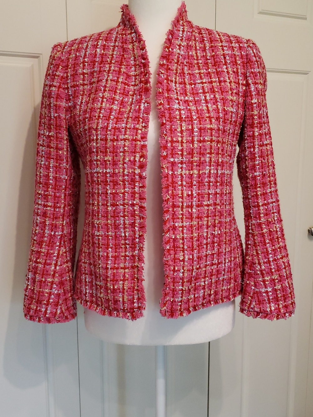 Ann Taylor Tweed Jacket Vibrant pink and red Women's size 2
